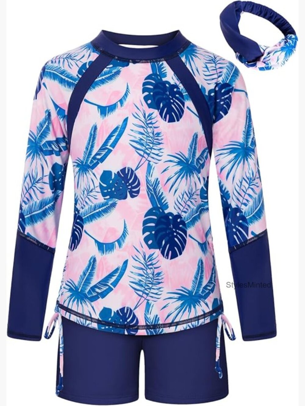 Girls Rash Guard Swimsuit Set 2-Piece Long Sleeve UPF Sun Protective Swimwear